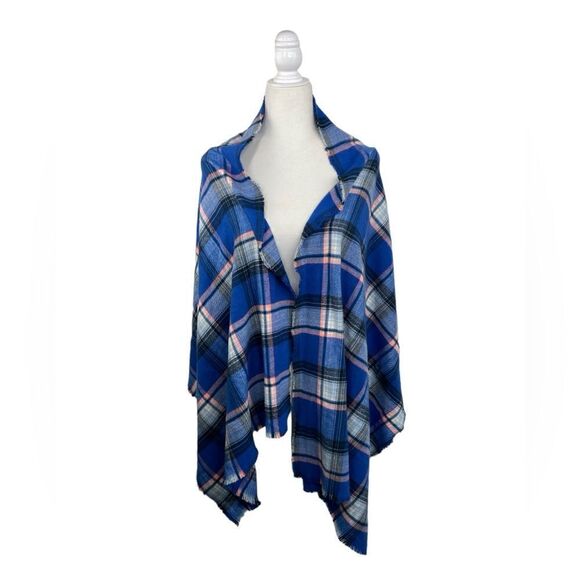 Gap Plaid Blanket Scarf Blue very soft - Picture 3 of 9